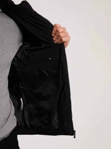 Standart Qolip Tik Yoqali Erkaklar Shimoliy Palto - Qora - 5