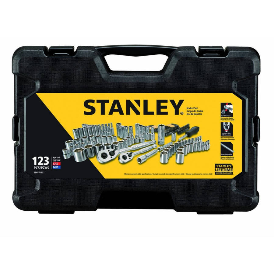 Stanley 123 Pc 1/4 & 3/8 Drive Mechanics Tool Set - 1