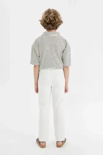 Штаны для мальчика стандартного кроя с льняным эффектом C2981A824SM - 7