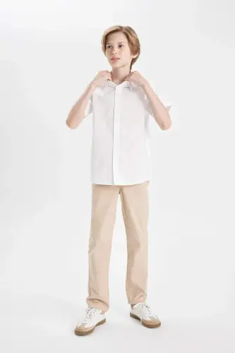 Штаны габардиновые для мальчика с свободным кроем и стандартным штаниной B8938A824SM - 3