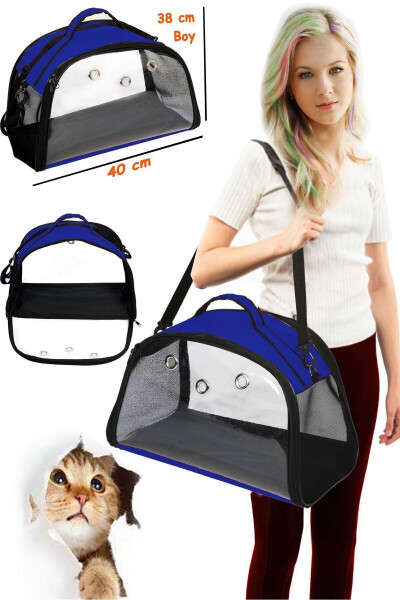 Star Cat Carrier Blue, Unbendable Bottom WASHABLE, Cat Transport Bag - 1