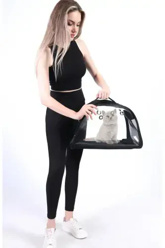 Star Mushuk Sumkasi Qora, Pastki qismi bukilmaydigan YUVISH MUMKIN, Mushuk Tashish Sumkasi-qora - Ksburda (1)