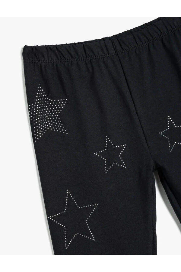 Star printed, elastic waist, cotton leggings. - 3