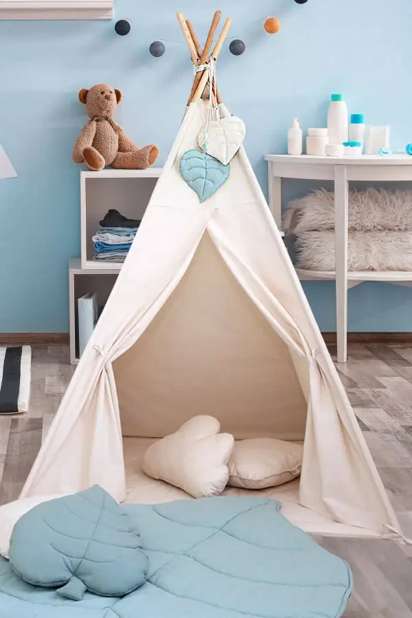 Star Shaped Non-Tipping Padded Play Area Teepee Wooden Pole Large Play Tent - 1