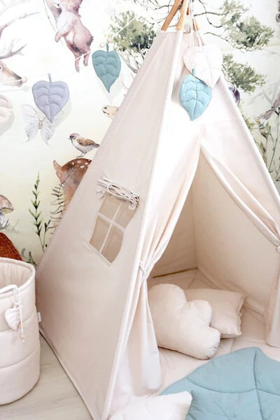 Star Shaped Non-Tipping Padded Play Area Teepee Wooden Pole Large Play Tent - 7