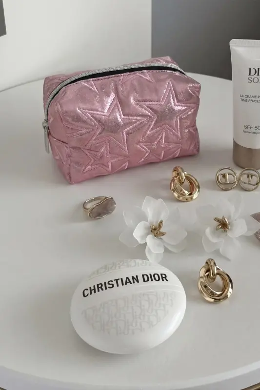 Stargirl Pembe Yıldız Makyaj Çantası-Pembe3 - 1