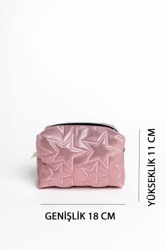 Stargirl Pembe Yıldız Makyaj Çantası-Pembe3 - 4