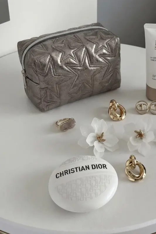 Stargirl Platin Yıldız Makyaj Çantası-Silver3 - 1