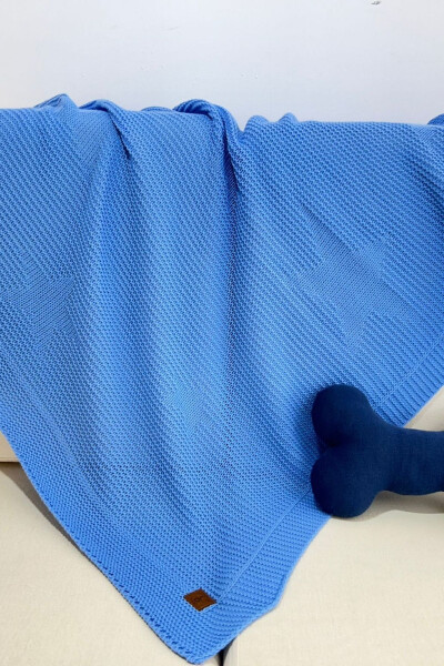 Starlink Örme Bebek Kundak Battaniyesi, Oeko-tex Sertifikalı Çocuk Pikesi 80 X 100 Cm-Mavi - LITTLE DEDI