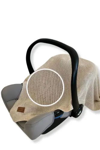 Starlink Örme Bebek Kundak Battaniyesi, Oeko-tex Sertifikalı Çocuk Pikesi 80 X 100 Cm-Bej - 7