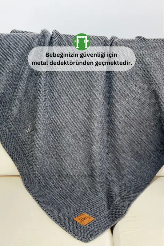 Starlink To'qilgan Chaqaloq Chaqaloq Qutisi, Oeko-tex Sertifikali Bolalar Pikesi 80 X 100 Sm - Antratsit - 6