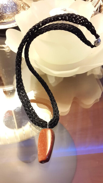 Starstone Natural Stone Necklace with Hand-Knitted Cord for Women - 1