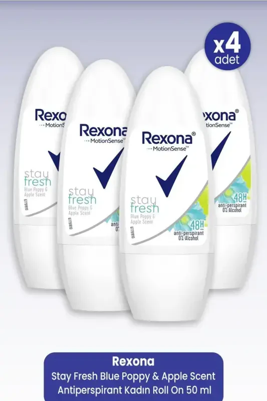 Stay Fresh Blue Poppy & Apple Scent Antiperspirant Женский Ролл-он 50 мл X 4 Шт - REXONA