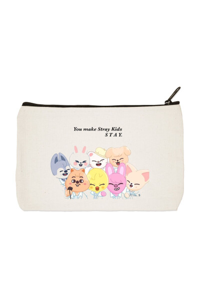 Stay Stray Kids Bosilgan Mato Makyaj Sumkasi, Qalamchalar Uchun Xalta, Qo'l Sumkasi - DESIGNEDFY