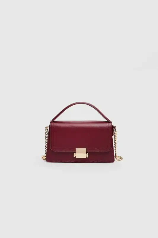STD Double grip cross-body bag Classic-Burgundy - STRADIVARIUS