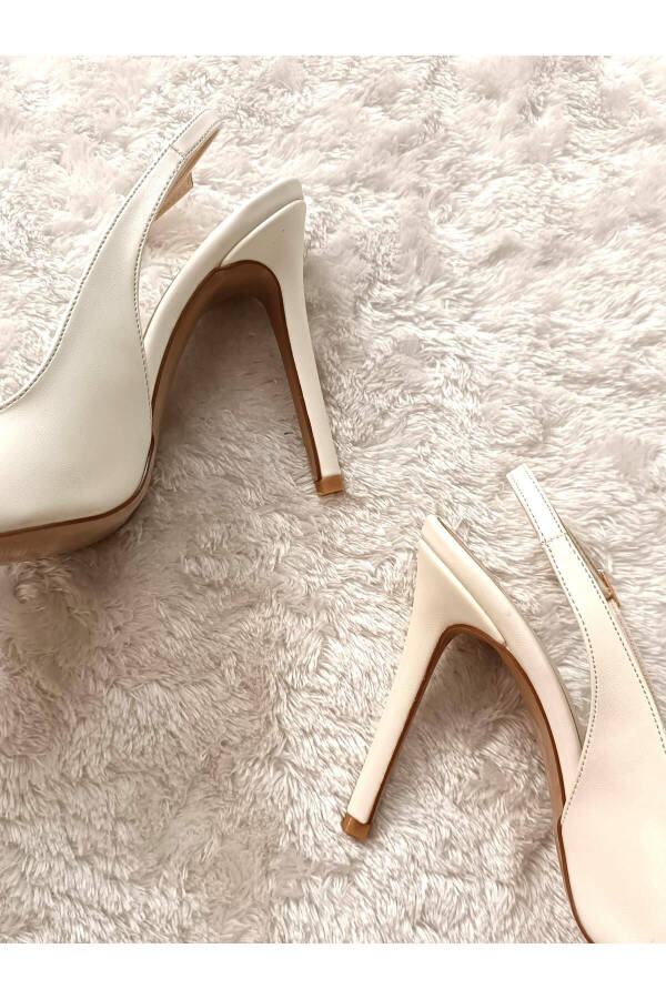 Steal Pointed Toe Heel Open Toe 10 Cm Thin Heel White Engagement Wedding Heeled Bridal Shoes - 20