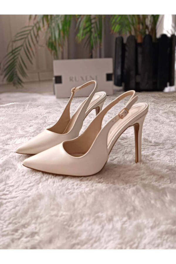 Steal Pointed Toe Heel Open Toe 10 Cm Thin Heel White Engagement Wedding Heeled Bridal Shoes - 21