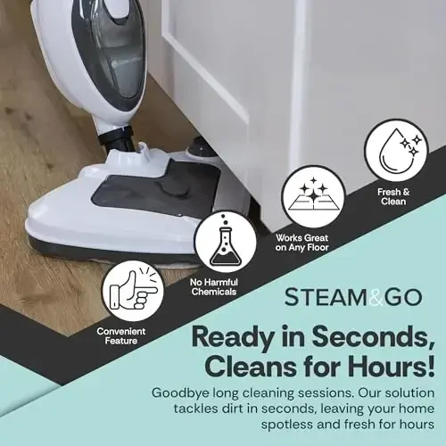 Steam and Go 10-in-1 Steam Mop - Multi-Functional Floor Steamer for Home Use w/Detergent Chamber, Detachable Handle & Handheld Steam Cleaner for Tile, Grout, Hardwood, Upholstery, Carpets & Furniture - 2