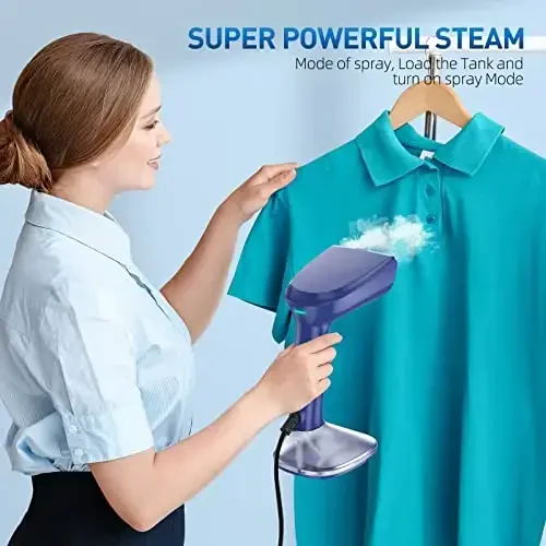 Steamer for Clothes - 1800W Powerful Steam, 2 Modes for Wet and Dry Ironing, 20-Second Fast Heat-up,Detachable Water Tank with Heat-Resistant Gloves -Removing Wrinkles.Only for 120V Countries.Blue - 4