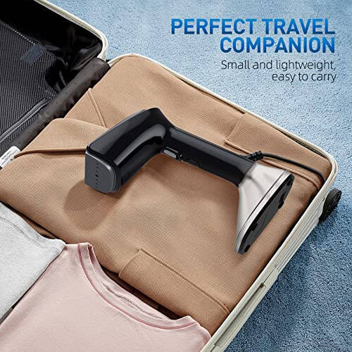 Steamer for Clothes - 1800W with Wet/Dry Ironing Modes, 20-Second Heat-up, Detachable Water Tank, Heat-Resistant Gloves for Wrinkle Removal. Suitable for 120V Countries. Color: Black - 6