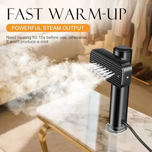 Steamer for Clothes, Portable Handheld Garment Steamer for Fabric Wrinkles Remover, 15s Fast Heat-up, 90ml Water Tank with Heat-Resistant Gloves, Convenient clothes steamer for Home, Travel 2 - 3