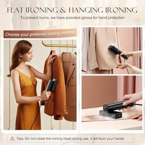 Steamer for Clothes, Portable Handheld Garment Steamer for Fabric Wrinkles Remover, 15s Fast Heat-up, 90ml Water Tank with Heat-Resistant Gloves, Convenient clothes steamer for Home, Travel 2 - 4