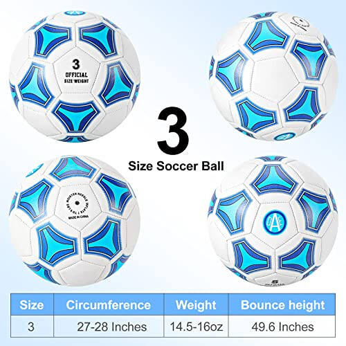 STEEFAN Soccer Ball Size 3/4/5 for Kids Outdoor Play,Color Change Soccer Stuff with Carry Net,Official Size Ball,Needles and Air Pump,Gift Idea for Kid Teen Boy Girl Junior and Men Women - 3