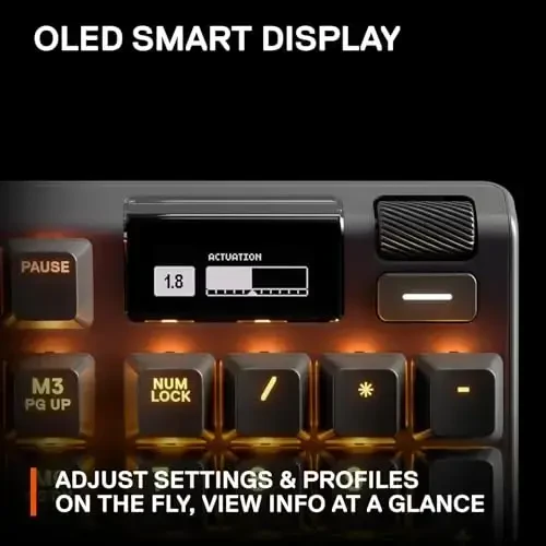 SteelSeries Apex Pro HyperMagnetic Gaming Keyboard — Adjustable Actuation — OLED Screen — RGB – USB Passthrough - 6