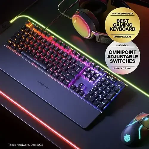 SteelSeries Apex Pro HyperMagnetic Gaming Keyboard — Adjustable Actuation — OLED Screen — RGB – USB Passthrough - STEELSERIES (1)