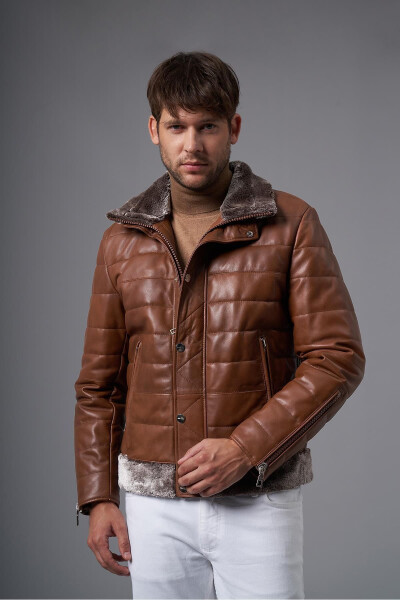 Stefano Brown Fur-Lined Leather Jacket 111574 - 6