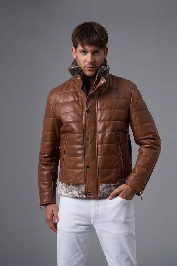 Stefano Brown Fur-Lined Leather Jacket 111574 - 2