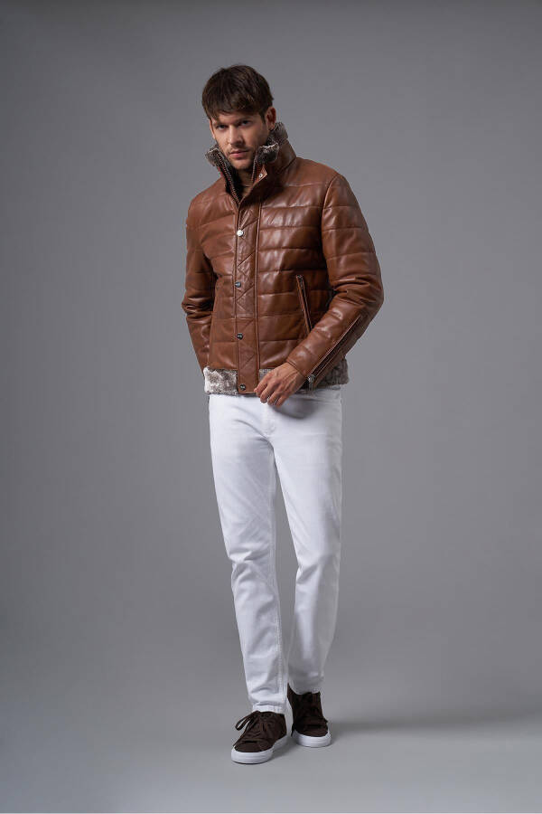 Stefano Brown Fur-Lined Leather Jacket 111574 - 3