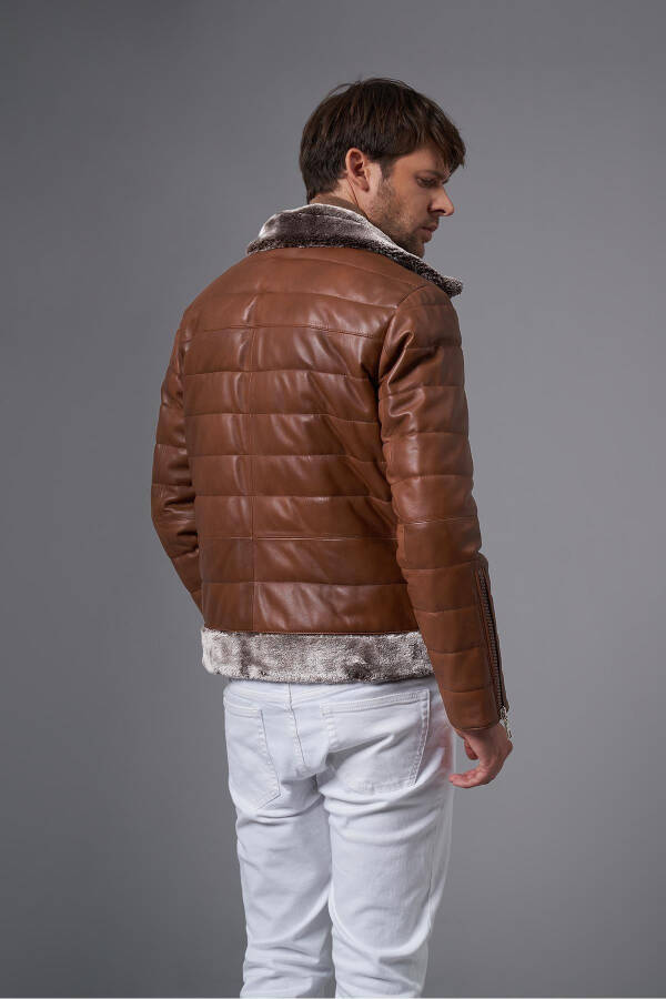 Stefano Brown Fur-Lined Leather Jacket 111574 - 5