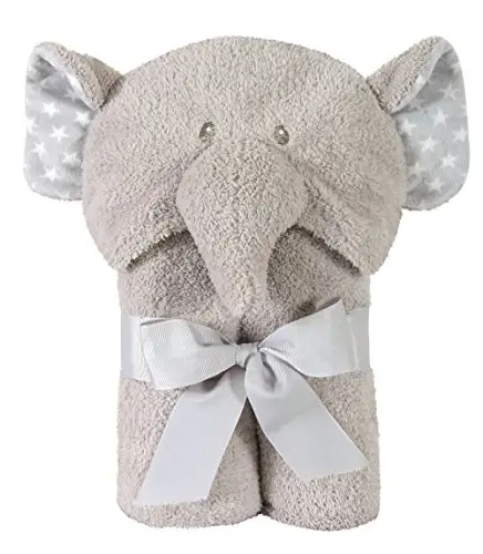 Stephan Baby Terry Plush Hooded Bath Towel, Gray Elephant, 0-24 Months 