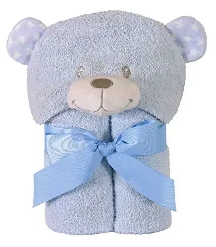 Stephan Baby Terry Plush Hooded Bath Towel, Blue Bear, 0-24 Months - STEPHAN BABY