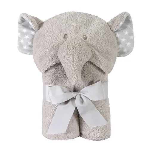 Stephan Baby Terry Plush Hooded Hammom Sochig'i, Kulrang Fil, 0-24 Oy 