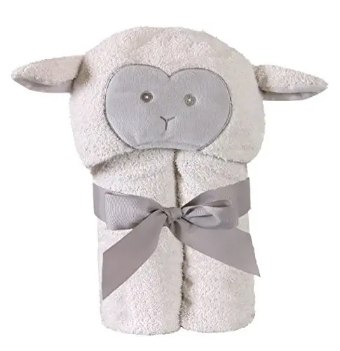 Stephan Baby Terry Plush Hooded Bath Towel, Lamb, 0-24 Months 