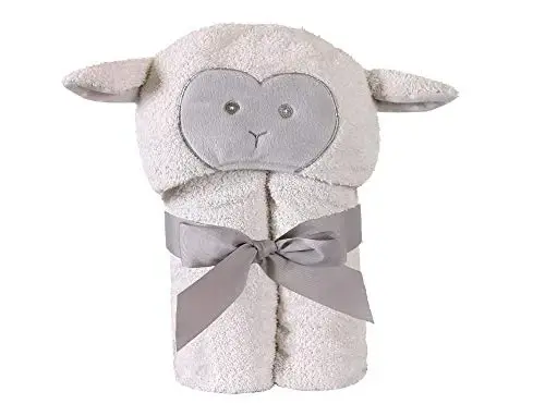 Stephan Baby Terry Plush Hooded Bath Towel, Lamb, 0-24 Months - 1