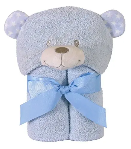 Stephan Baby Terry Plush Hooded Bath Towel, Blue Bear, 0-24 Months - STEPHAN BABY