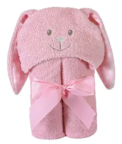 Stephan Baby Terry Plush Hooded Bath Towel, Pink Bunnie, 0-24 Months - STEPHAN BABY