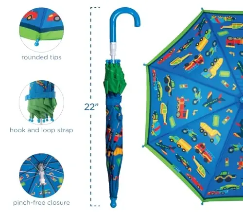Stephen Joseph, Toddler and Little Kid Umbrella with Pinch Free Closure and Colorful Design - 4