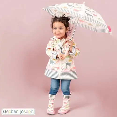 Stephen Joseph, Toddler and Little Kid Umbrella with Pinch Free Closure and Colorful Design - 5
