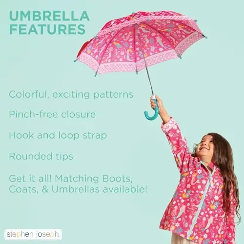 Stephen Joseph, Toddler and Little Kid Umbrella with Pinch Free Closure and Colorful Design - 5