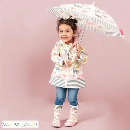 Stephen Joseph, Toddler and Little Kid Umbrella with Pinch Free Closure and Colorful Design - 5