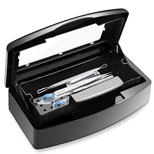 Sterilizer for Nail Tools, BUCICE Sterilization Tray for Tweezers, Nail Supplies, Hair Salon, Nail Tech Must Haves, Black - BUCICE