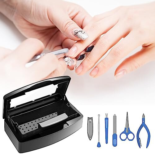 Sterilizer for Nail Tools, BUCICE Sterilization Tray for Tweezers, Nail Supplies, Hair Salon, Nail Tech Must Haves, Black - BUCICE (1)