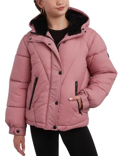 Steve Madden Girls' Winter Coat - Heavyweight Quilted Bubble Puffer Parka Ski Jacket with Faux Fur Lined Hood (Size: 4-16) - 1