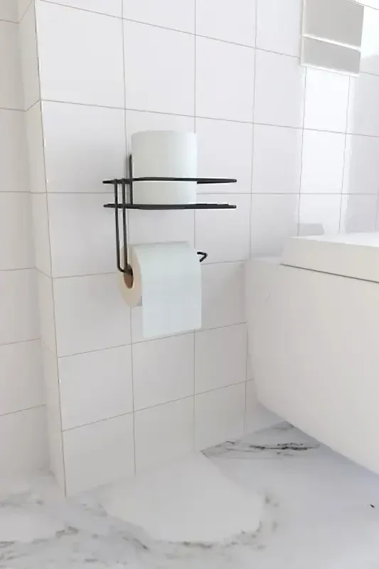 Stick-on Toilet Paper Holder, Matte Black Metal Toilet Paper Dispenser - 2