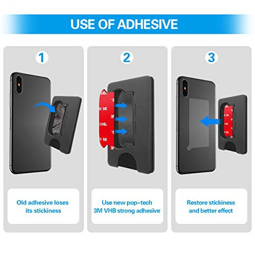 Sticky Adhesive Replacement for Socket Wallet+ Base, pop-tech 6pcs 3M VHB Strong Sticker Pads for Cell Phone Wallet Plus Case Back Stand, Double Sided Tape for iPhone 13 14, Samsung & All Smartphone - 13