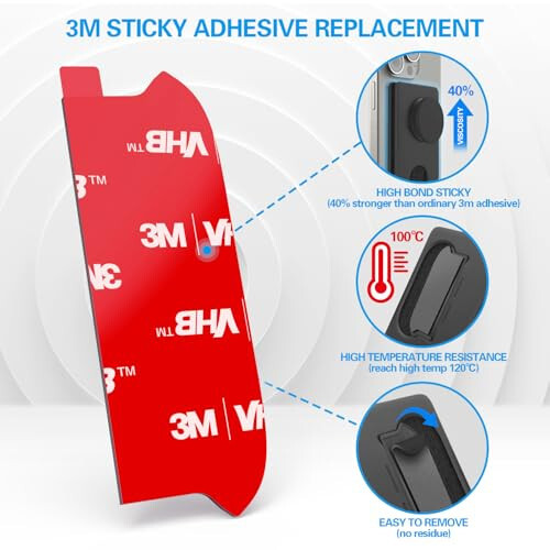 Sticky Adhesive Replacement for Socket Wallet+ Base, pop-tech 6pcs 3M VHB Strong Sticker Pads for Cell Phone Wallet Plus Case Back Stand, Double Sided Tape for iPhone 13 14, Samsung & All Smartphone - 6